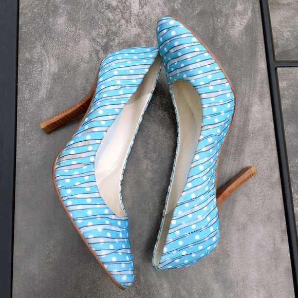 VTG V.O.Z Polka Dot Mesh & Leather High Heel Pumps - Picture 5 of 8